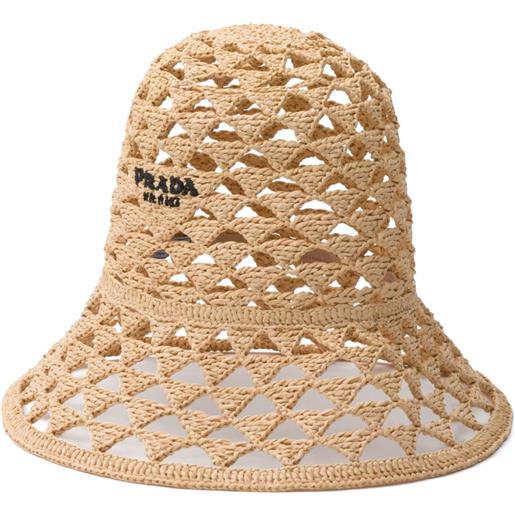 Prada cappello bucket con ricamo - toni neutri