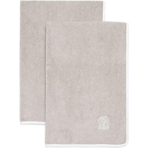 Brunello Cucinelli asciugamano con ricamo - toni neutri