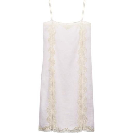 Prada abito midi con rifinitura in pizzo - bianco