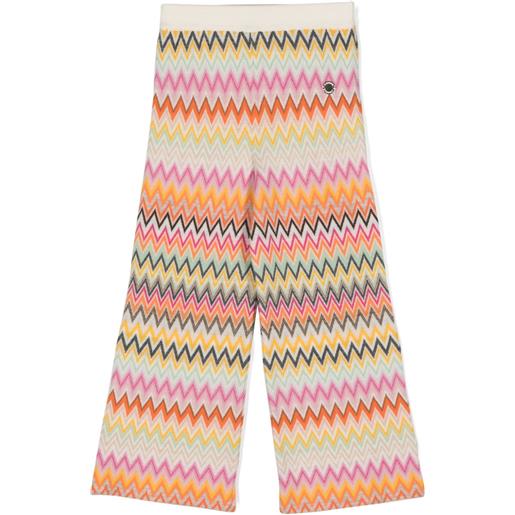 Missoni Kids pantaloni con motivo a zig zag - bianco