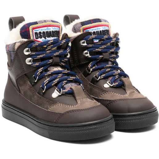 DSQUARED2 KIDS stivaletti con ricamo - marrone