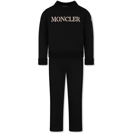 Moncler Enfant tuta sportiva con applicazione - nero