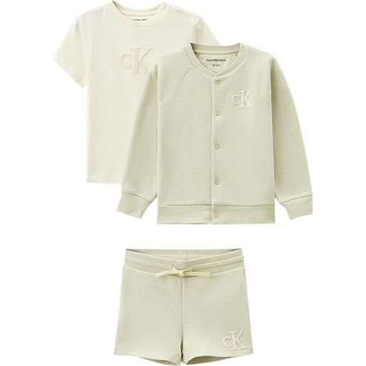 Calvin Klein Kids set t-shirt e shorts con logo - verde