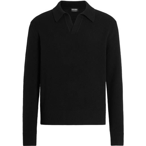Zegna polo oasi in cashmere - nero