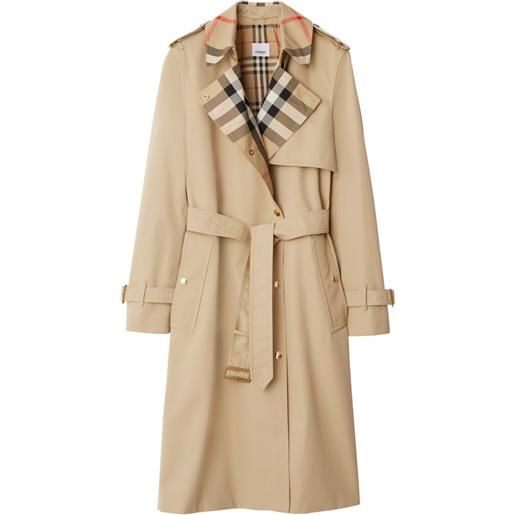 Burberry trench con colletto a quadri - toni neutri
