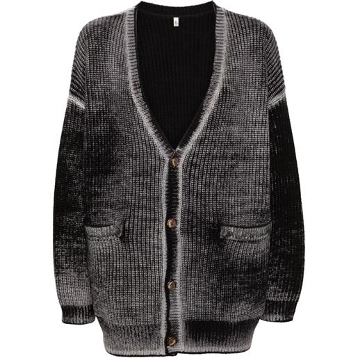 R13 cardigan con effetto schiarito - nero