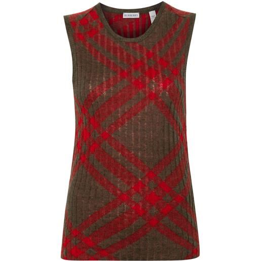 Burberry top a quadri - marrone