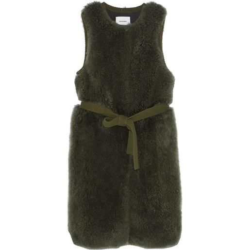 Yves Salomon gilet in shearling con cintura - verde