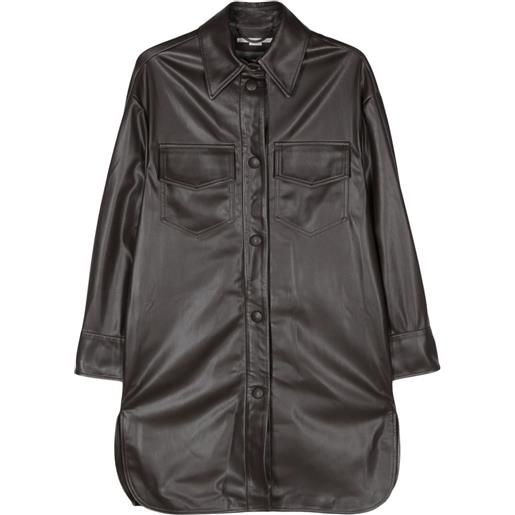 Stella McCartney giacca-camicia in similpelle - marrone