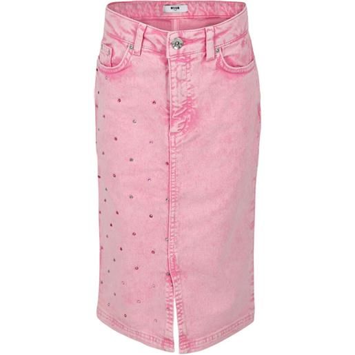 MSGM Kids gonna denim con decorazione - rosa