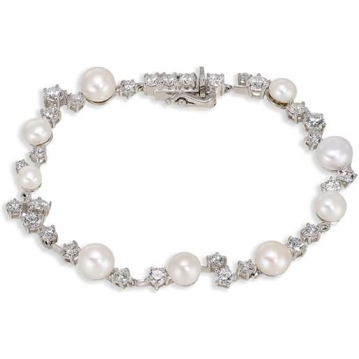 Bracciale Con Vera Perla Di Tahiti 9-10mm - Qualità A+ - Catena Veneziana In Argento 925 - Gioiello Donna PEARLS & COLORS In Cofanetto