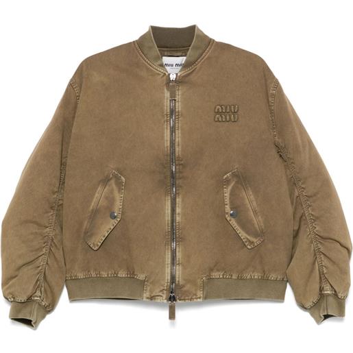 Miu Miu bomber in gabardine - marrone