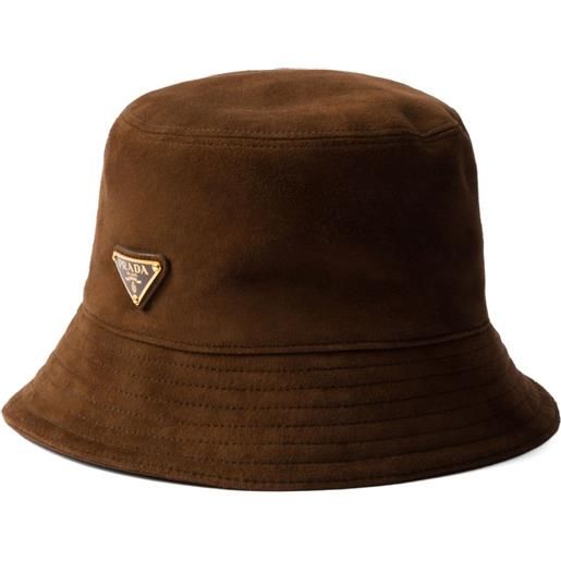 Prada cappello bucket in pelle - marrone