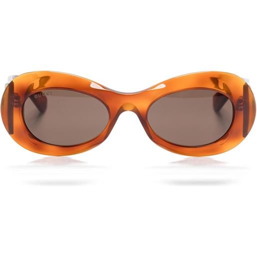 Gucci Eyewear occhiali da sole ovali - marrone