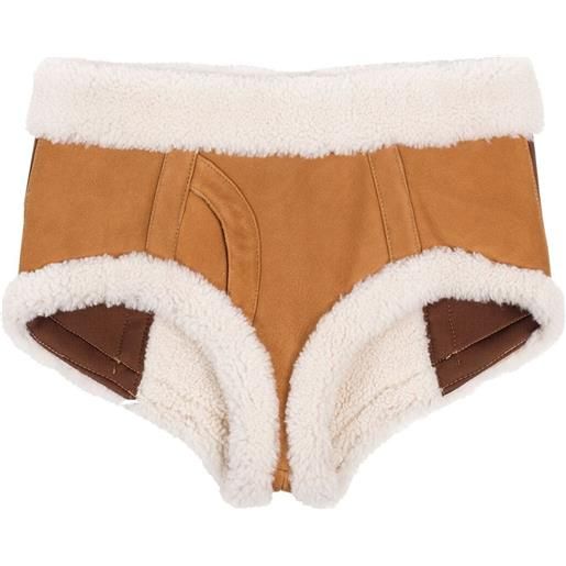 Natasha Zinko shorts con rifinitura in pelle di pecora - marrone