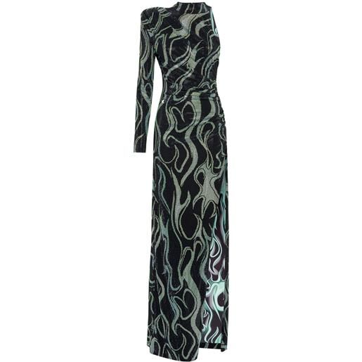 Philipp Plein abito lungo in jersey con strass - nero