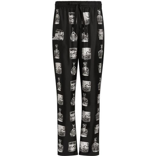 Dolce & Gabbana pantaloni pigiama con stampa whisky - nero
