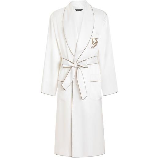Dolce & Gabbana vestaglia con ricamo logo - bianco