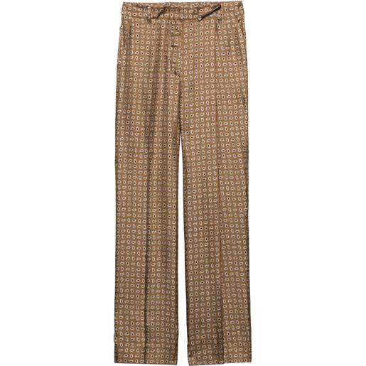 Prada pantaloni in twill a vita alta - marrone