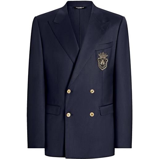 Dolce & Gabbana blazer con applicazione logo - blu