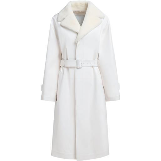 Marni cappotto di pelle con cintura - bianco