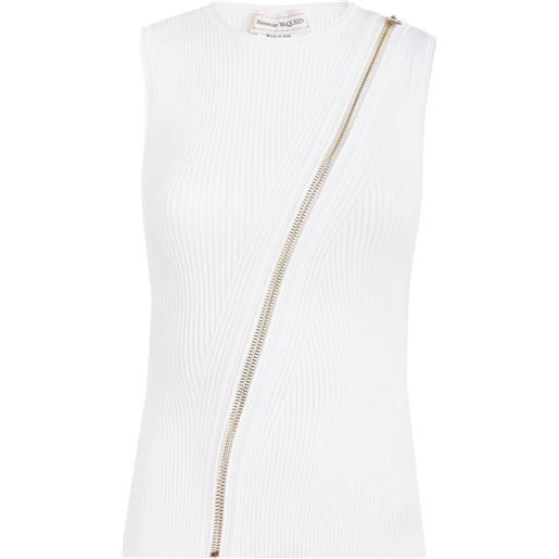 Alexander McQueen canotta con zip - bianco