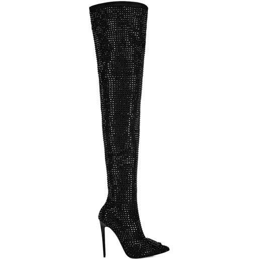 Philipp Plein stivali con strass - nero