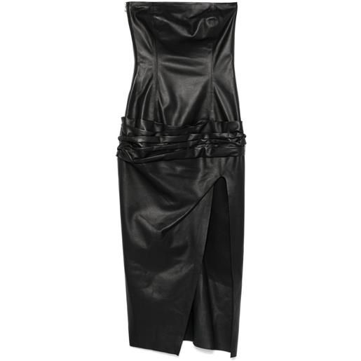 The Attico abito midi in pelle - nero