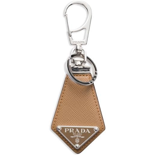 Prada portachiavi in pelle saffiano - marrone