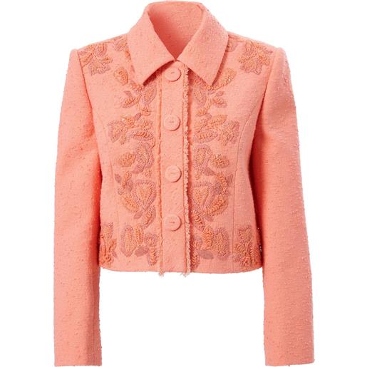 Carolina Herrera giacca crop con ricamo - rosa