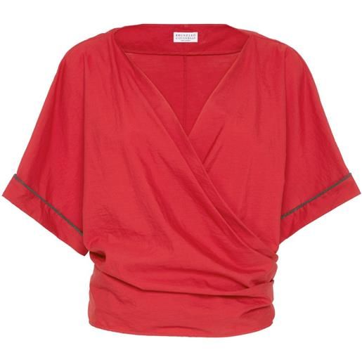 Brunello Cucinelli blusa con dettaglio monili - rosso