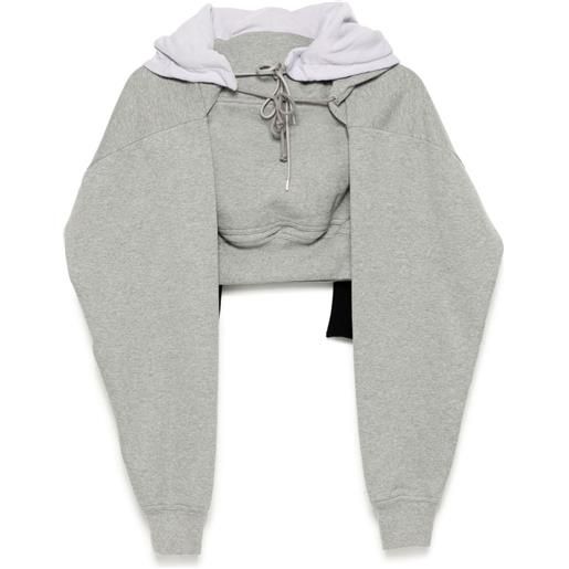 MERYLL ROGGE cappuccio con sciarpa e maniche - grigio