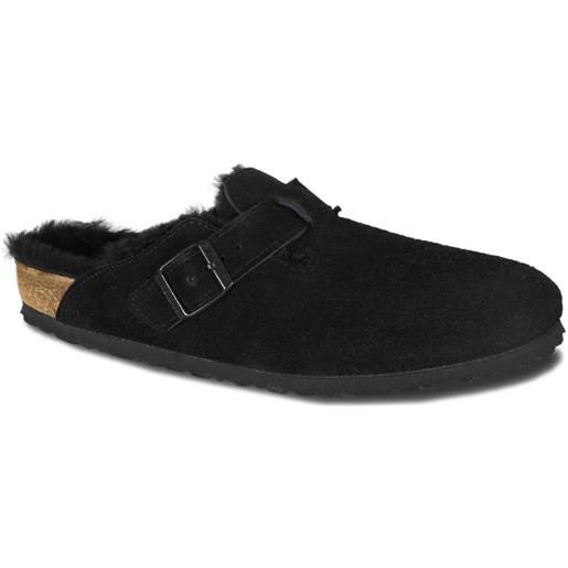 Birkenstock Kids slippers boston in pelle scamosciata - nero