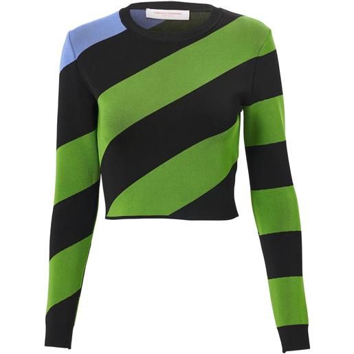 Carolina Herrera maglione a righe crop - verde