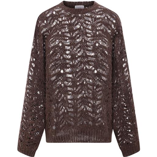Brunello Cucinelli maglione con paillettes - marrone