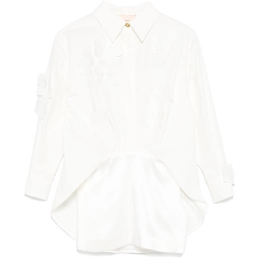 Elisabetta Franchi La Mia Bambina chemisier con applicazione a fiori - bianco