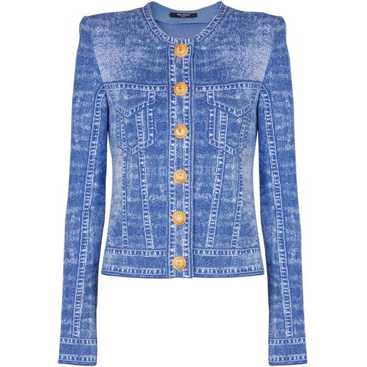 Balmain cardigan effetto denim - blu
