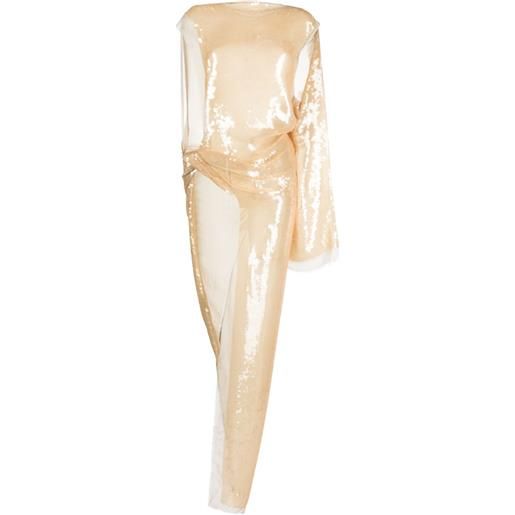 Rick Owens abito lungo asimmetrico con paillettes - toni neutri
