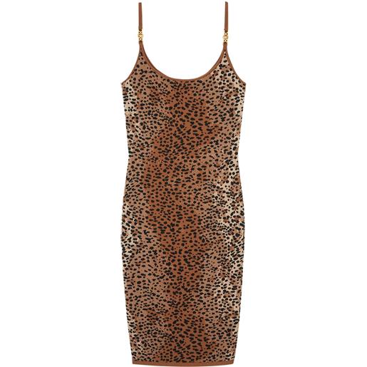 Versace abito midi con effetto jacquard - marrone