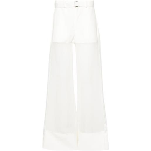 sacai pantaloni a palazzo semi trasparenti - bianco