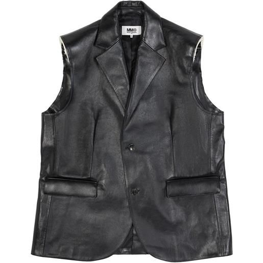 MM6 Maison Margiela gilet in pelle - nero