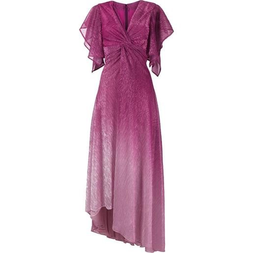 Talbot Runhof abito midi asimmetrico effetto metallizzato - rosa