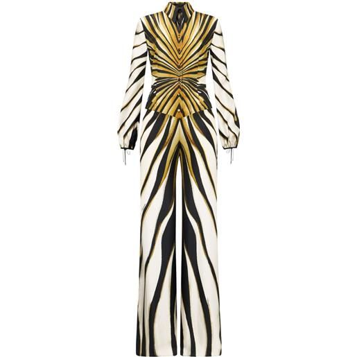 Roberto Cavalli tuta intera ray of gold con stampa - toni neutri