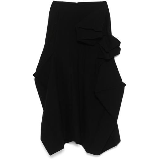 Yohji Yamamoto gonna midi con applicazione - nero