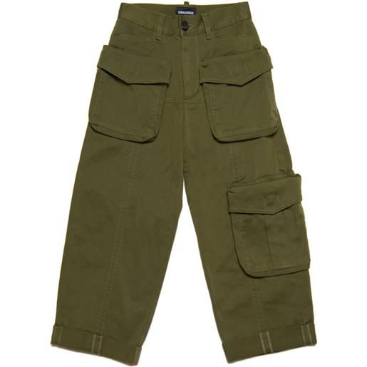 DSQUARED2 KIDS pantaloni con applicazione logo - verde