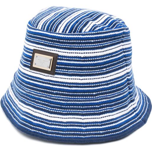 Dolce & Gabbana Kids cappello bucket con placca logo - blu