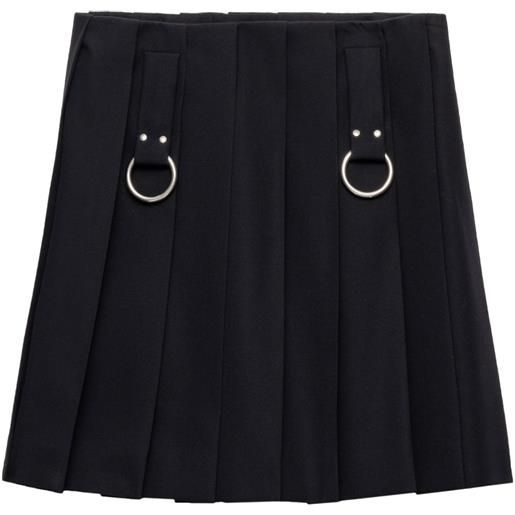 Prada minigonna plissettata in gabardine - blu