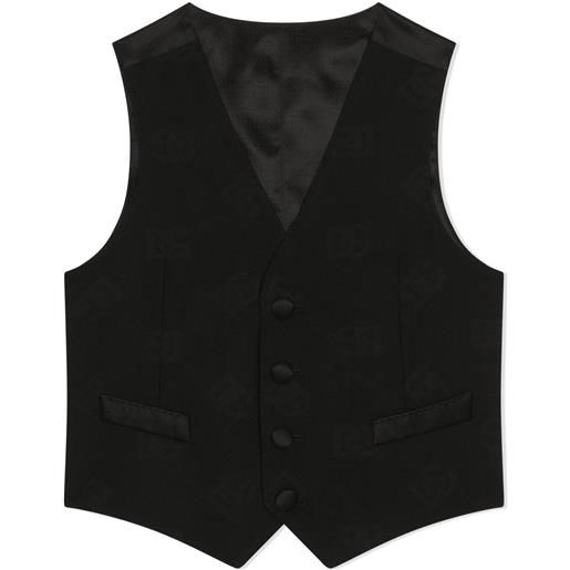 Dolce & Gabbana Kids canotta con logo dg jacquard - nero