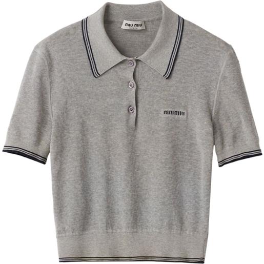 Miu Miu polo con dettaglio a righe - grigio