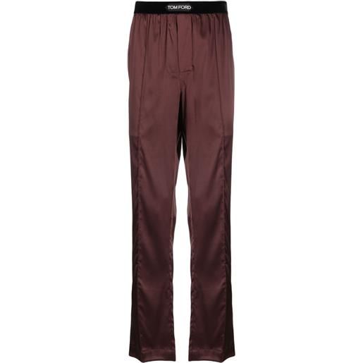 TOM FORD pantaloni pigiama in seta con stampa - marrone